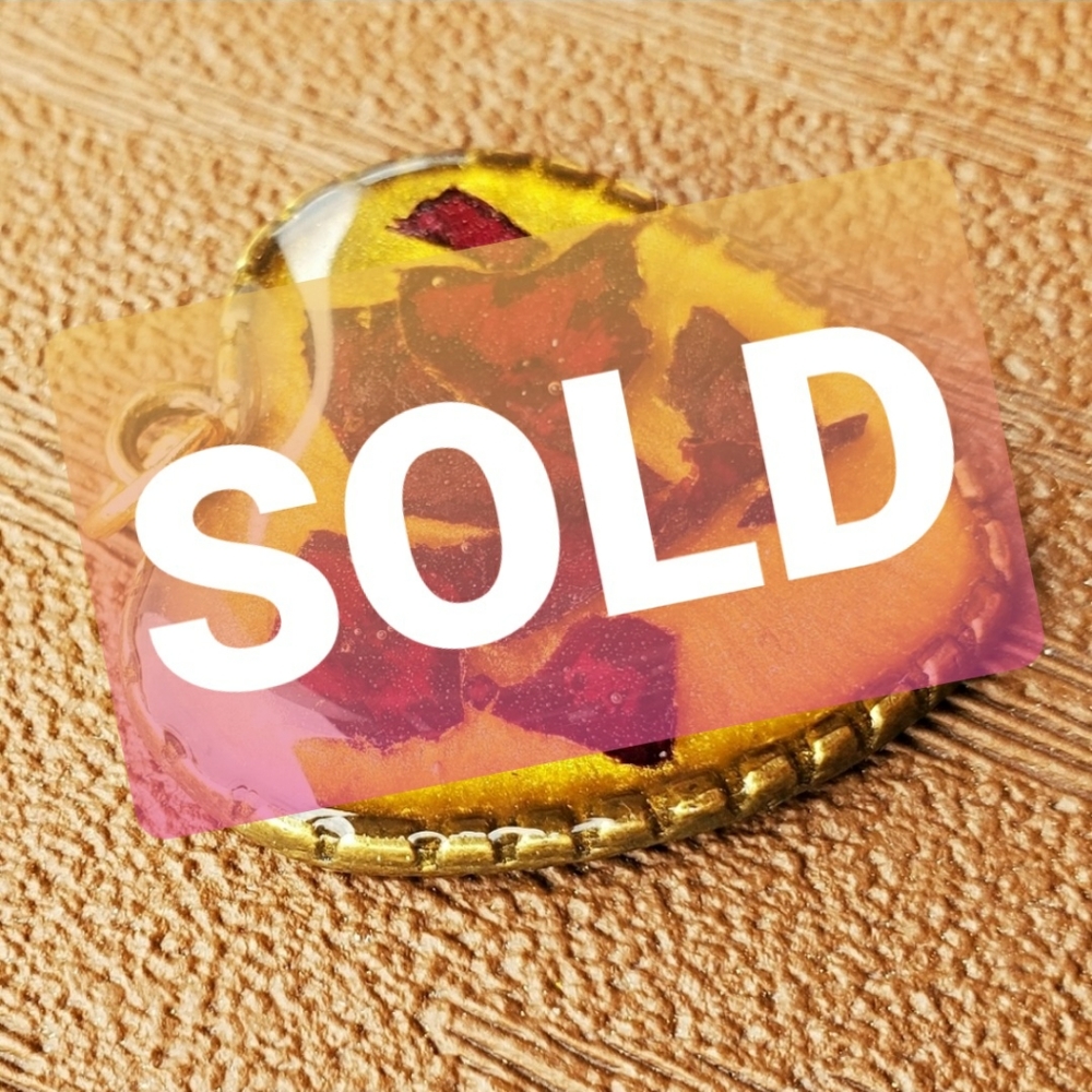 Handmade Rose Petal on Gold Heart Necklace